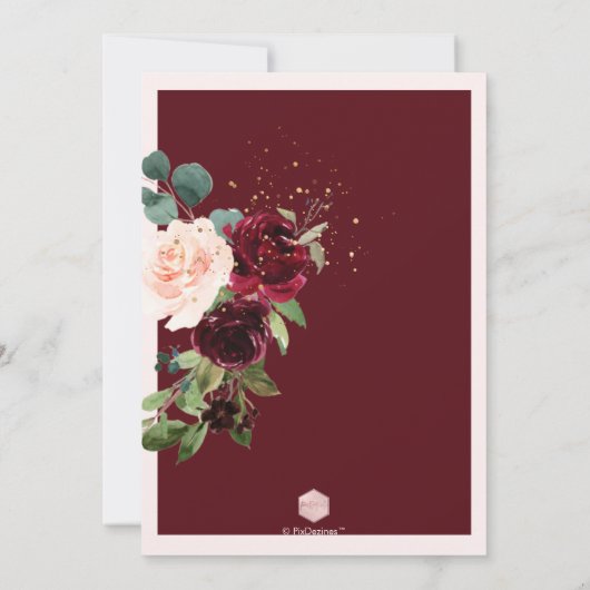 Burgundy Blush Waterverf Flowers Vrijgezellenfeest Kaart (Achterkant)