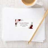 Burgundy & Blush Waterverf Rozen Weddenschap Etiket (Insitu)