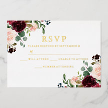 Burgundy & Blush Waterverf Trouw Goud RSVP
