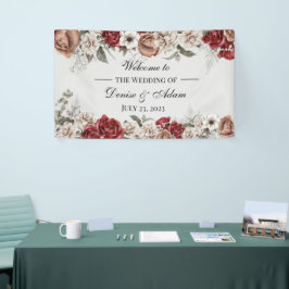 Burgundy Blush & White Roses Wedding Spandoek