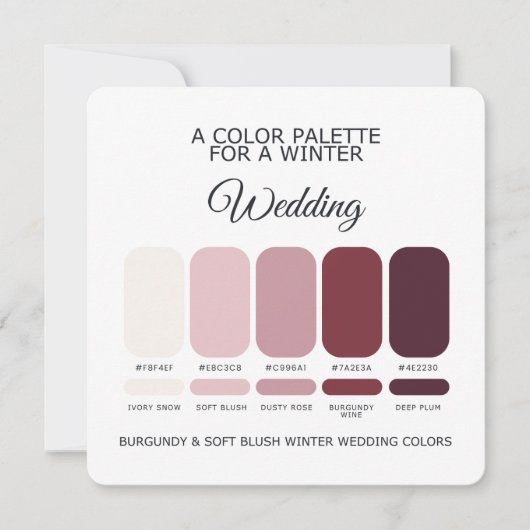 Burgundy Blush Winter Wedding Palette 2026 Card Kaart (Voorkant)