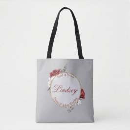 Burgundy Blush & Witte Rozen Bruidsmeisje Tote Bag