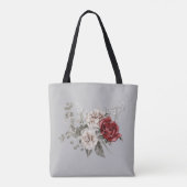 Burgundy Blush & Witte Rozen Bruidsmeisje Tote Bag (Achterkant)