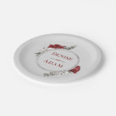 Burgundy Blush & Witte Rozen Zilver Folie Papieren Bordje (Gekanteld)