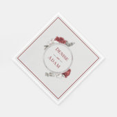 Burgundy Blush & Witte Rozen Zilver Folie Servet (Hoek)