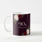 Burgundy Blush Womans 90th Birthday Party Gift Koffiemok (Links)