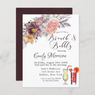 Burgundy Blush Yellow Peonies Brunch & Bubble Kaart