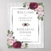 Burgundy Blush Zilver Probediner Welkom Poster (Voorkant)