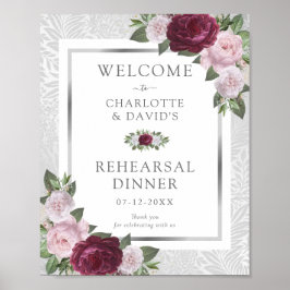 Burgundy Blush Zilver Probediner Welkom Poster
