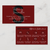 Burgundy Body Art Aftercare Instructions Tattoo Visitekaartje (Voorkant / Achterkant)