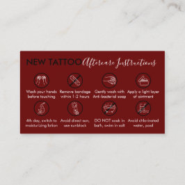 Burgundy Body Art Aftercare Instructions Tattoo Visitekaartje