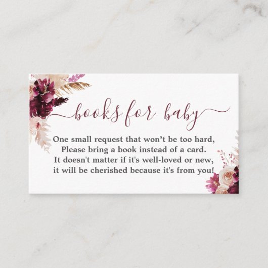 Burgundy Boho-baby shower Informatiekaartje (Voorkant)