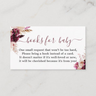 Burgundy Boho-baby shower Informatiekaartje