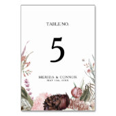 Burgundy Boho Bloemen Tafelnummer (Voorkant)