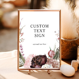 Burgundy Boho Bloemkaarten en Cadeaus Aangepast Bo Poster