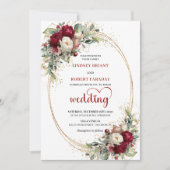 Burgundy Boho Botanical Floral Wedding Invite Kaart (Voorkant)
