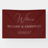 Burgundy Boho Classic Rustic Simple Modern Wedding Spandoek (Horizontaal)