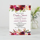 Burgundy Boho Floral Couples Shower Kaart (Staand voorkant)