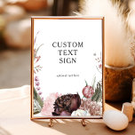 Burgundy Boho Floral Kaarten en Gifts Custom Sign Poster<br><div class="desc">Deze bruine boho florale kaarten en cadeaus op maat zijn perfect voor je elegante bohemiaanse zomerbruiloft. Met moderne stoffige roos waterverf bloemen,  donkere groen,  en inclusief het aanraken van pony's,  vlinder en wazige roze,  is het zeker dat je de blik die je wilt vervolledigt.</div>