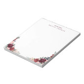 Burgundy boho floral personalized Stationery Notitieblok (Linkerzijde)