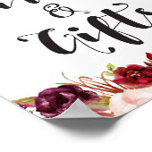 Burgundy Boho Floral Sign - Kaarten en cadeautjes Poster (Hoek)