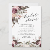 Burgundy Boho Floral Vrijgezellenfeest Kaart (Voorkant)