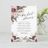 Burgundy Boho Floral Vrijgezellenfeest Kaart (Staand voorkant)