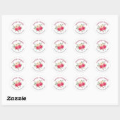 Burgundy Boho Floral Wedding Address Envelope Seal Ronde Sticker (Vel)