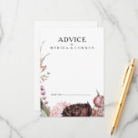 Burgundy Boho Floral Wedding Advice Card Advieskaart<br><div class="desc">Deze bruine boho floral bruiloft is perfect voor je elegante bohemen bruiloft. Met moderne stoffige roos waterverf bloemen,  donkere groen,  inclusief het aanraken van pony's,  vlinder en wazige roze,  is het zeker dat je het uiterlijk kunt voltooien dat je wilt.</div>