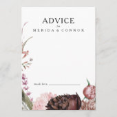 Burgundy Boho Floral Wedding Advice Card Advieskaart (Voorkant)