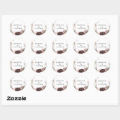 Burgundy Boho Floral Wedding Envelope Seals Ronde Sticker (Vel)