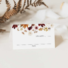 Burgundy Boho Floral Wedding Place Cards Plaatskaartje
