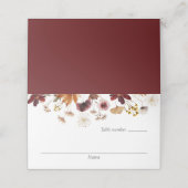 Burgundy Boho Floral Wedding Place Cards Plaatskaartje (Buitenkant ongevouwen)