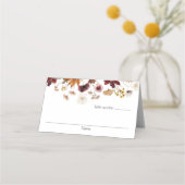 Burgundy Boho Floral Wedding Place Cards Plaatskaartje (Voorkant)