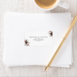 Burgundy Boho Floral Wedding RSVP Adresetiketten Etiket