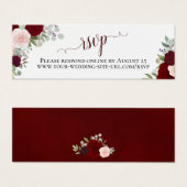 Burgundy Boho Floral Wedding RSVP Online Kaart (Voorkant /achterkant)