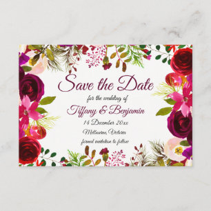 Burgundy Boho Garden Wedding Save the Date Invite
