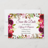 Burgundy Boho Garden Wedding Save the Date Invite (Voorkant)