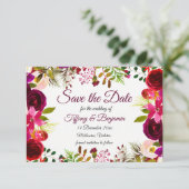 Burgundy Boho Garden Wedding Save the Date Invite (Staand voorkant)