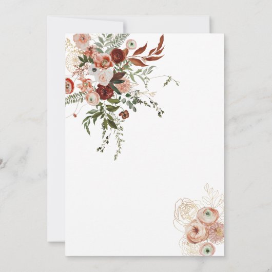 Burgundy Boho Goud Bloemige  Bewaar de Data Kaart (Achterkant)