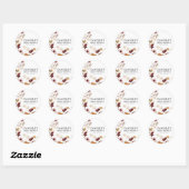 Burgundy Boho Herfst Bloem Ronde Sticker (Vel)