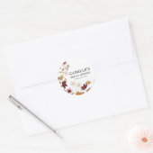 Burgundy Boho Herfst Bloem Ronde Sticker (Envelop)