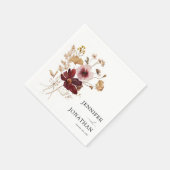 Burgundy Boho Herfst Floral Foto Weddenschap Servet (Hoek)