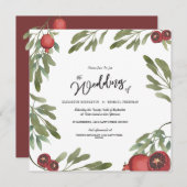 Burgundy Boho Pomegranate Leaves Modern Botanical Kaart (Voorkant / Achterkant)