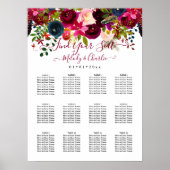 BURGUNDY BOHO WATERVERF FLOWERS SEINGESCHART POSTER (Voorkant)