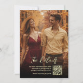 Burgundy Boho Wildflowers & Photo QR Code Wedding Kaart (Achterkant)