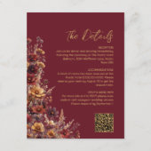 Burgundy Boho Wildflowers QR Code Wedding Details Informatiekaartje (Voorkant)