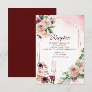 Burgundy Boho Wine Waterverf Floral Kaart