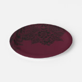Burgundy Bordeaux Black  Lace Wedding Papieren Bordje (Gekanteld)