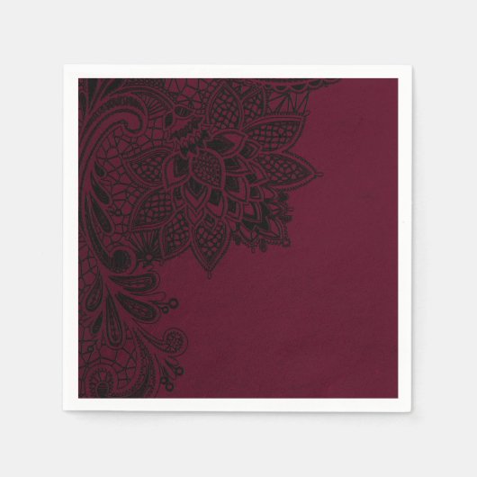 Burgundy Bordeaux Black  Lace Wedding Servet (Voorkant)